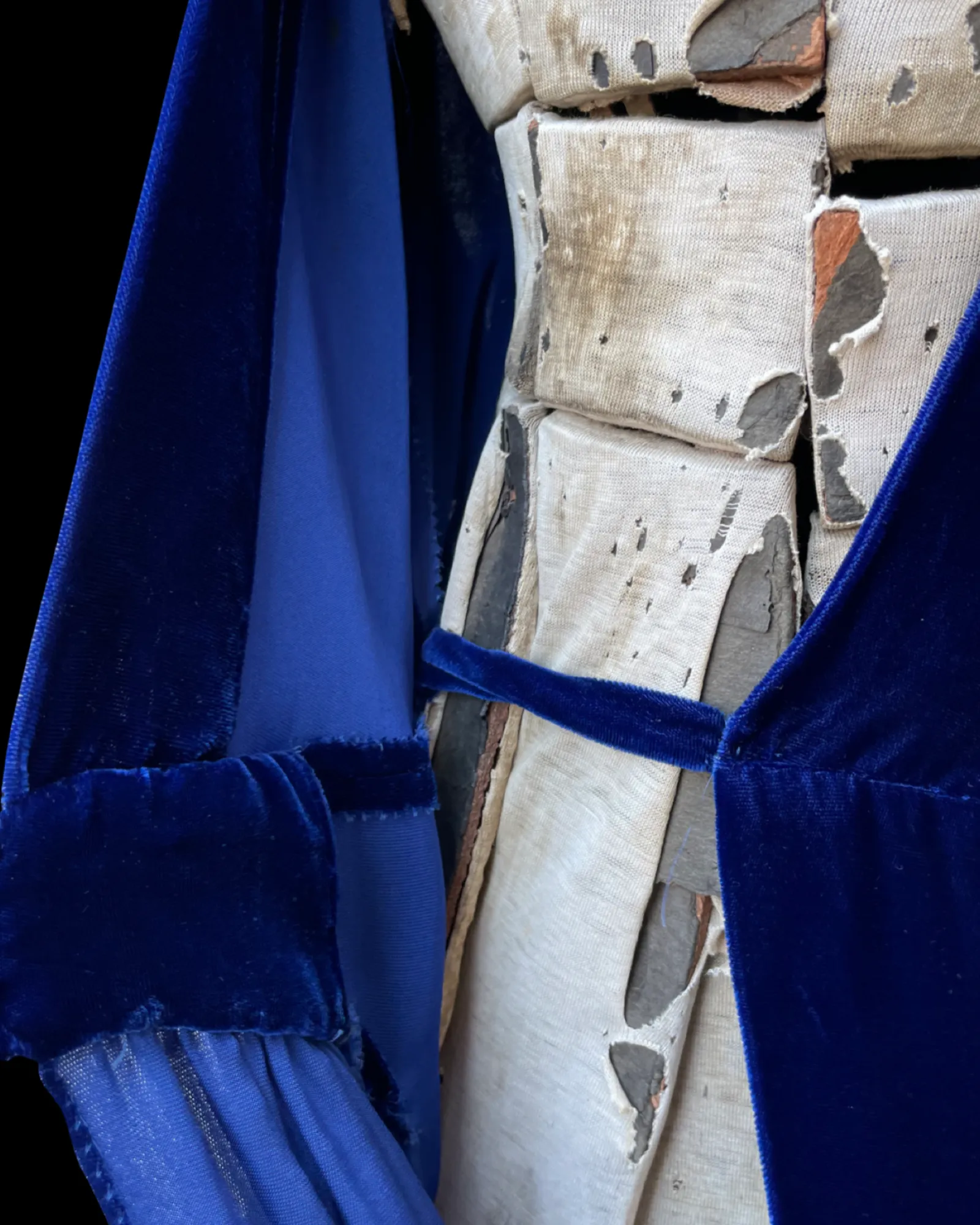 1940s Royal Blue Crushed Velvet Hostess Gown