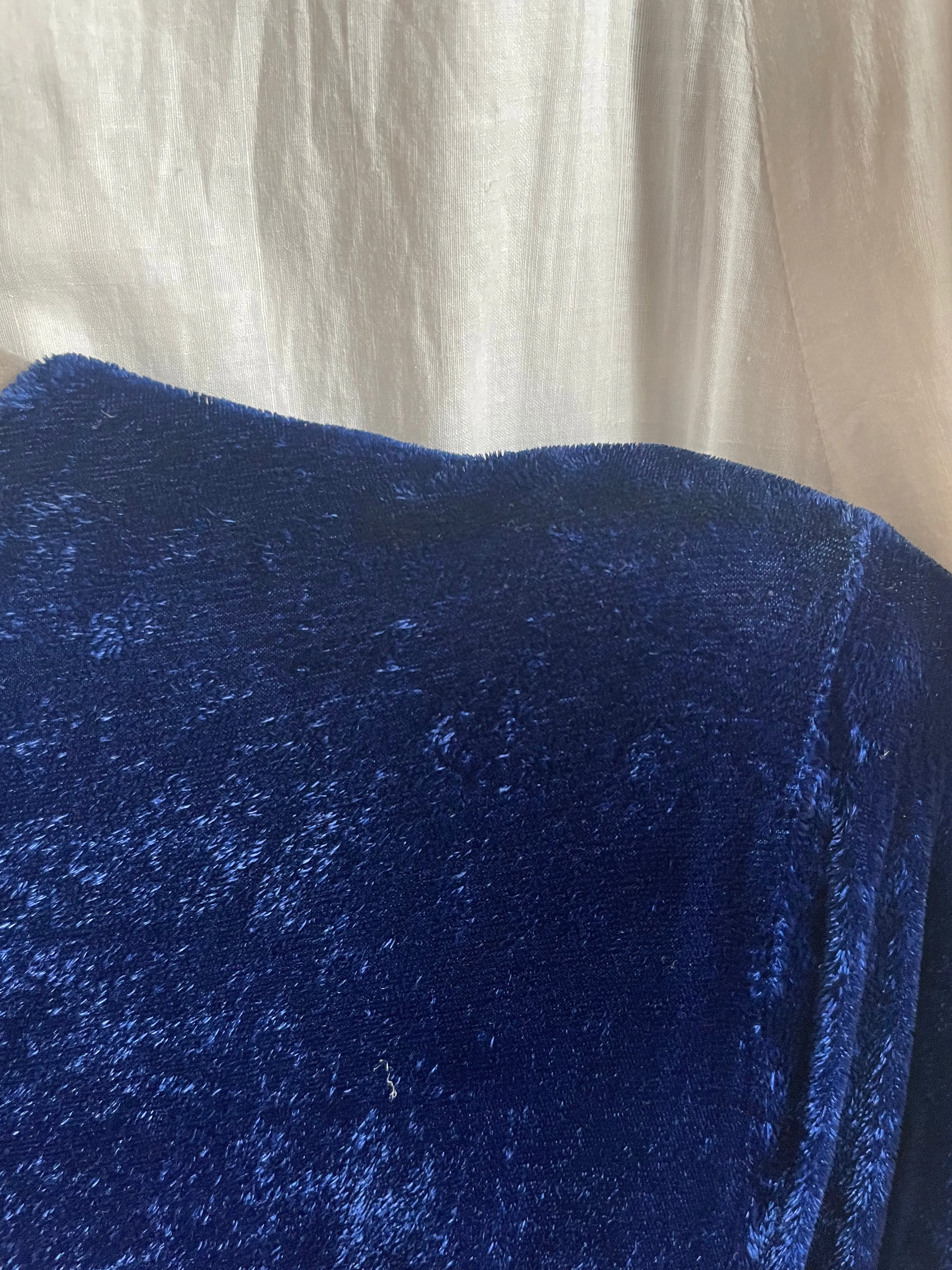 1940s Royal Blue Crushed Velvet Hostess Gown