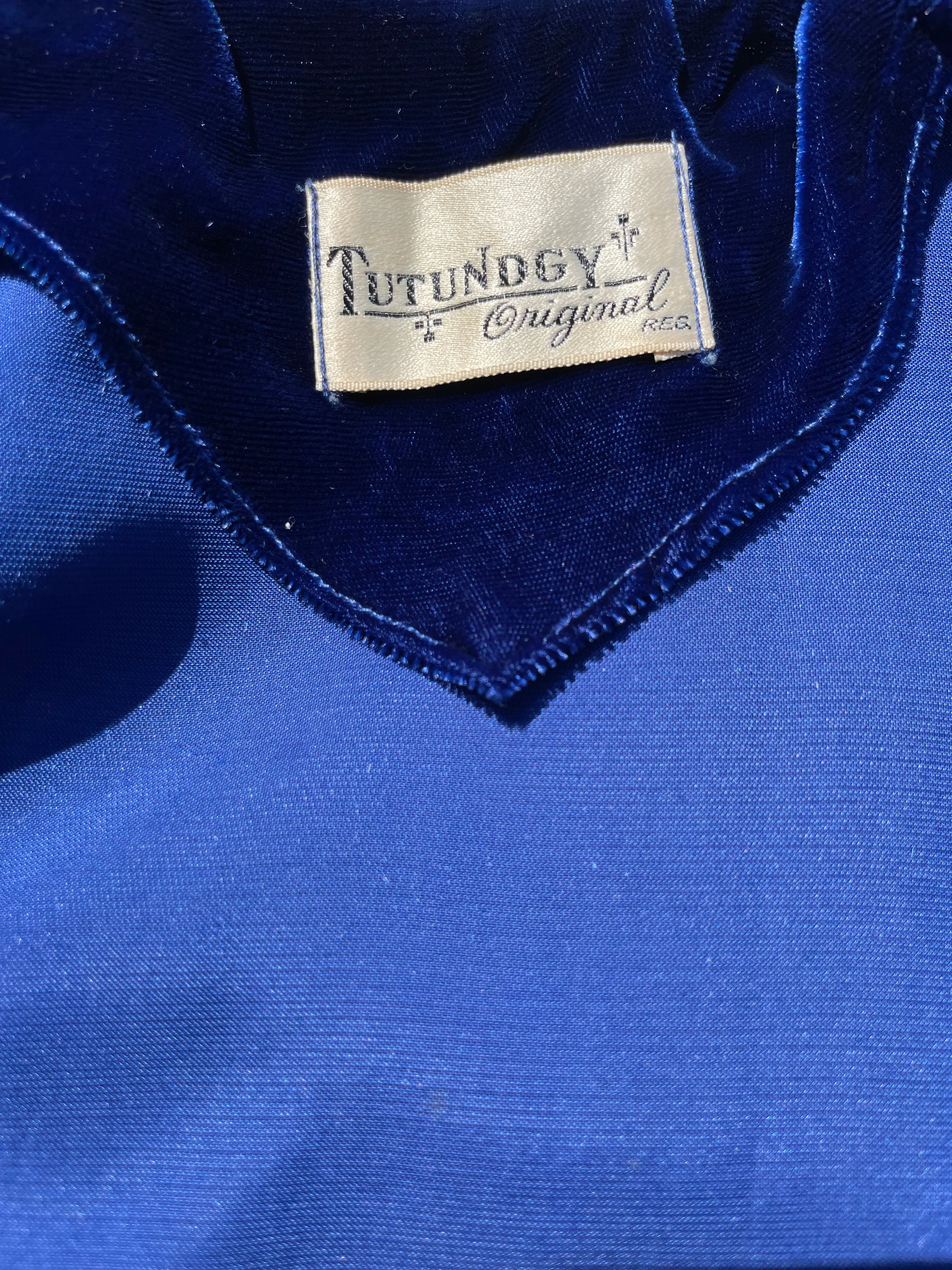 1940s Royal Blue Crushed Velvet Hostess Gown