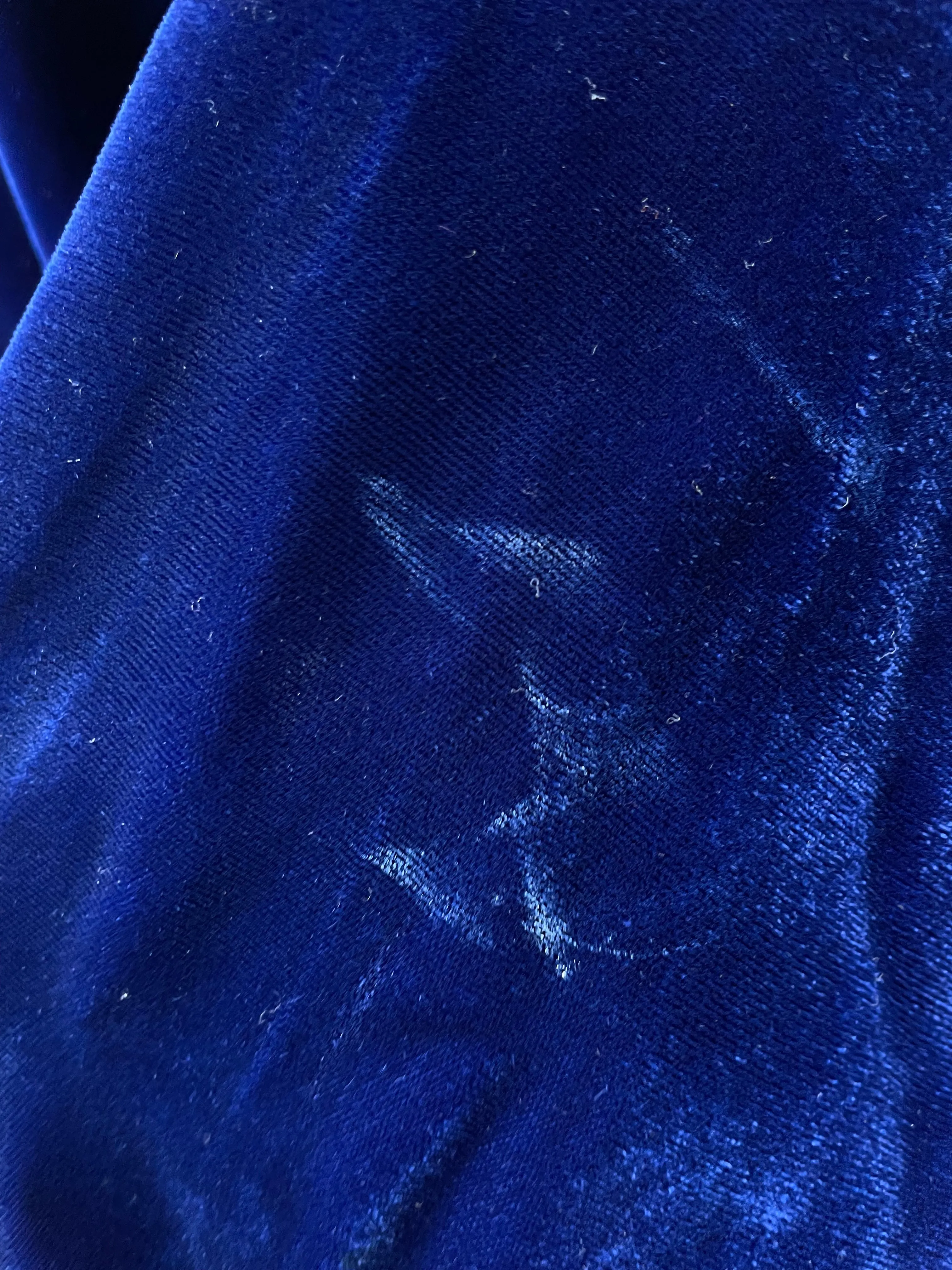 1940s Royal Blue Crushed Velvet Hostess Gown