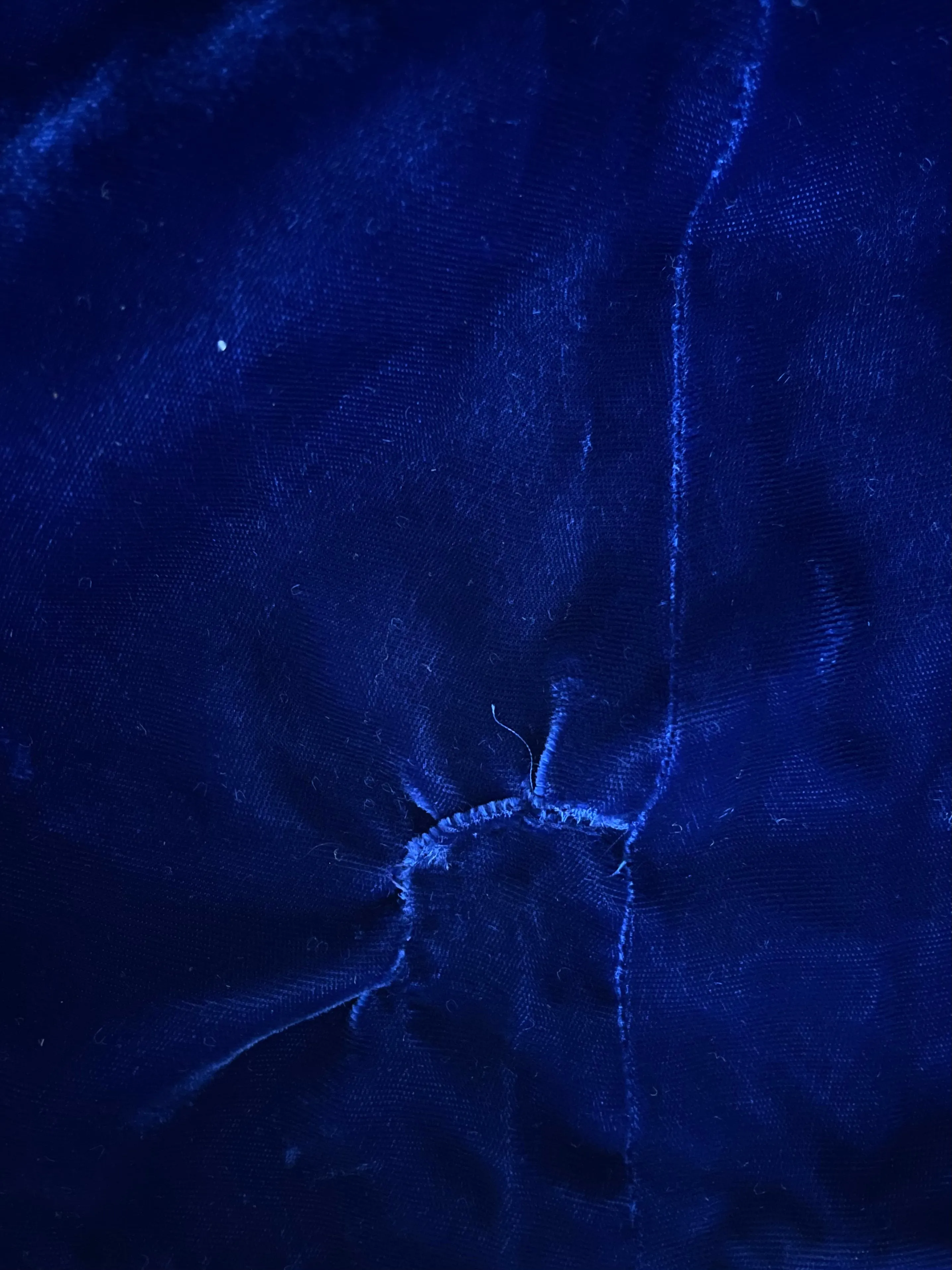 1940s Royal Blue Crushed Velvet Hostess Gown