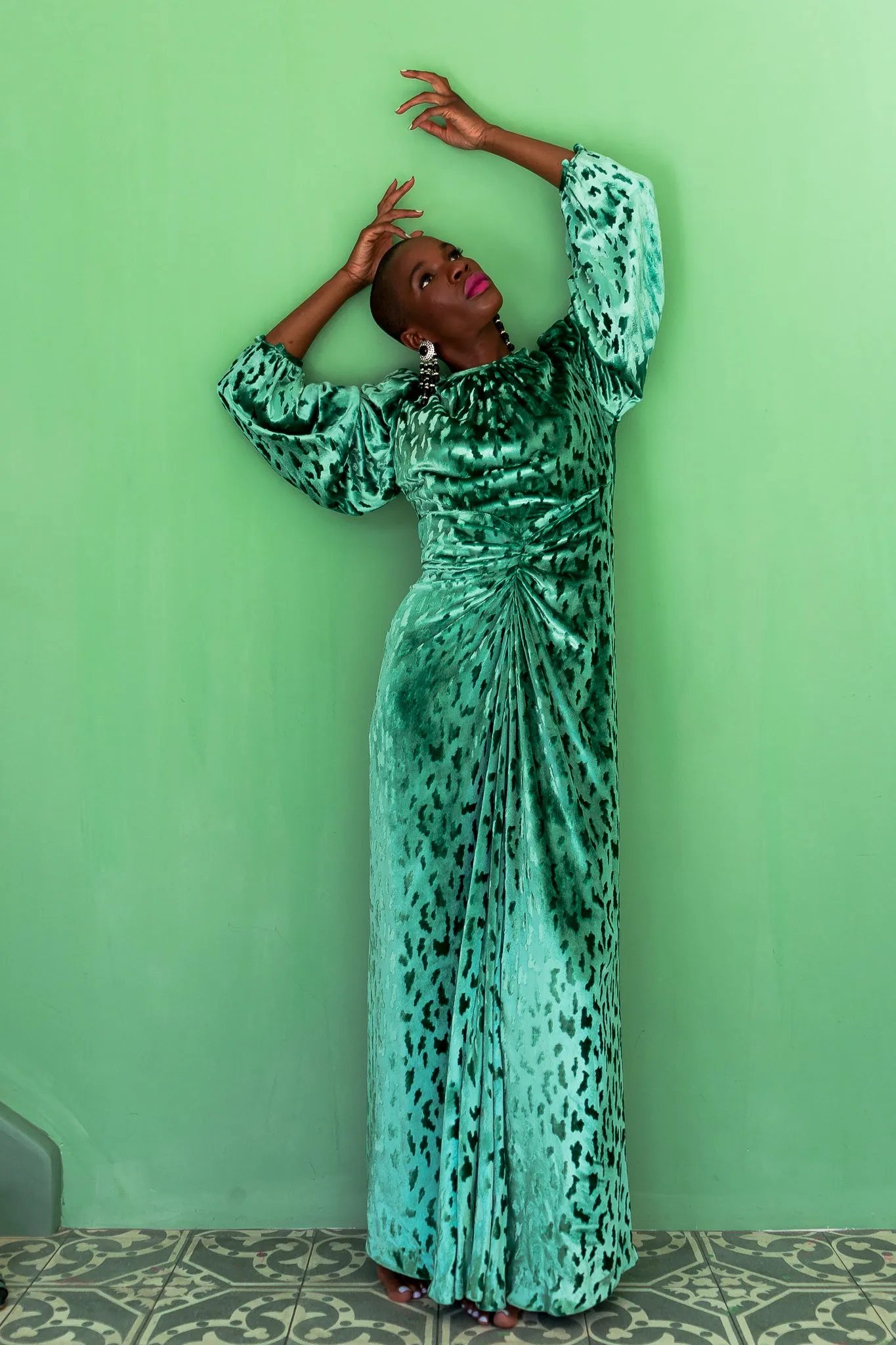 1987 Embossed Silk Velvet Gown
