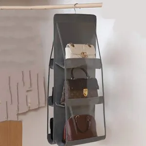 6-Pocket Handbag Organizer | Rotatable Hook & Transparent Windows | Tidy Storage Solution