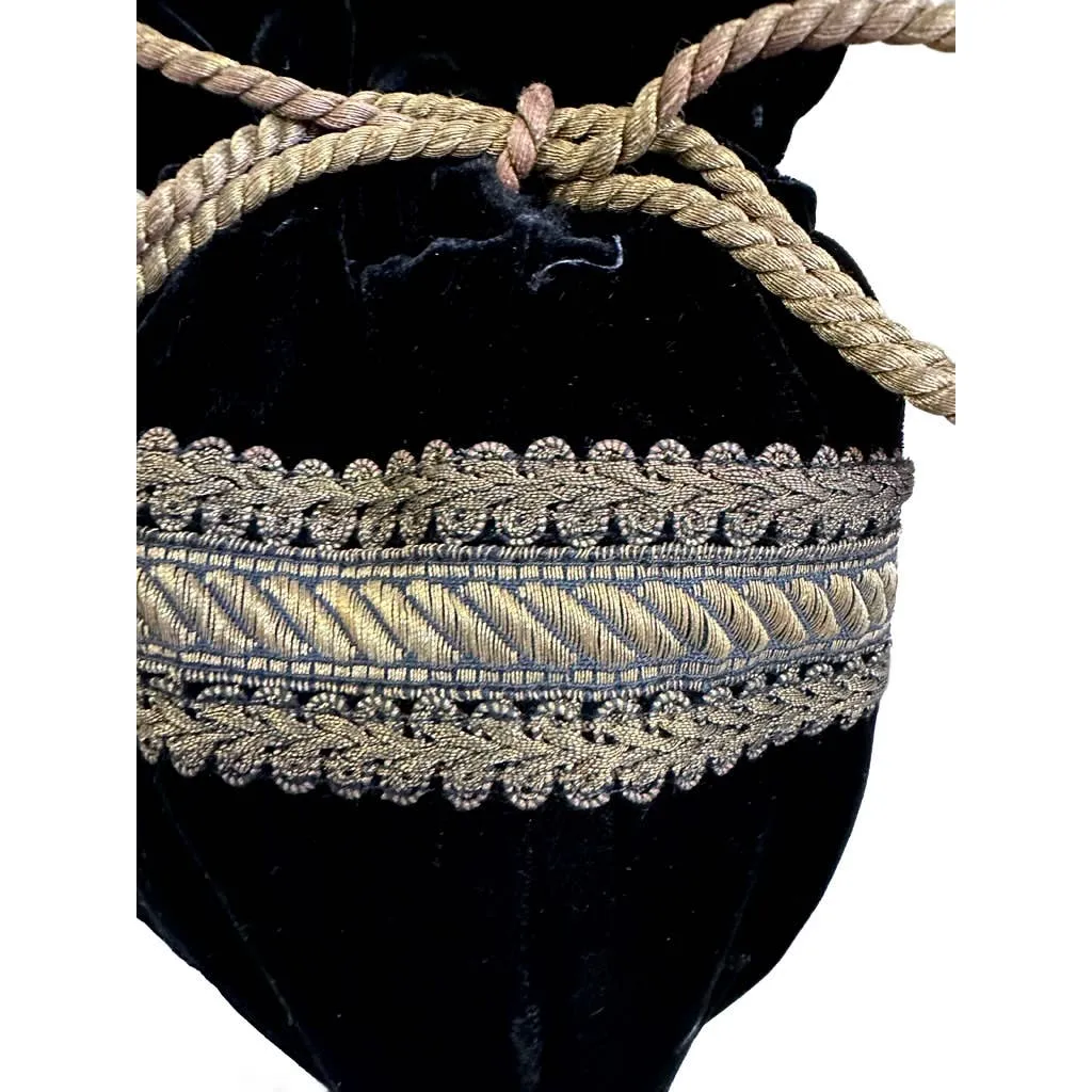 80s Ralph Lauren Polo Vtg Velvet Mini Bag Drawstring Gold Bullion NIB France