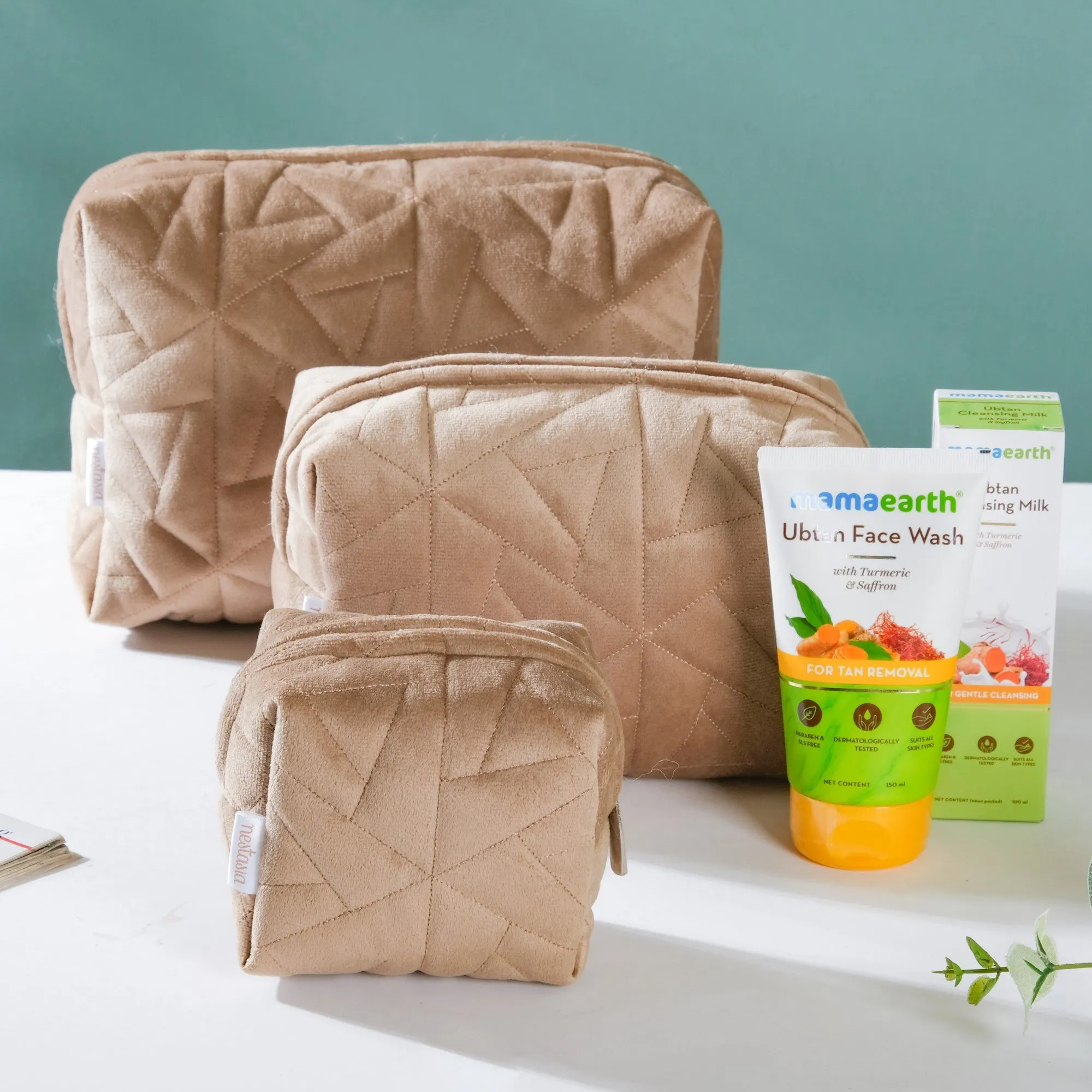 Beige Blossom Self-Care Essentials Hamper Set Of 3