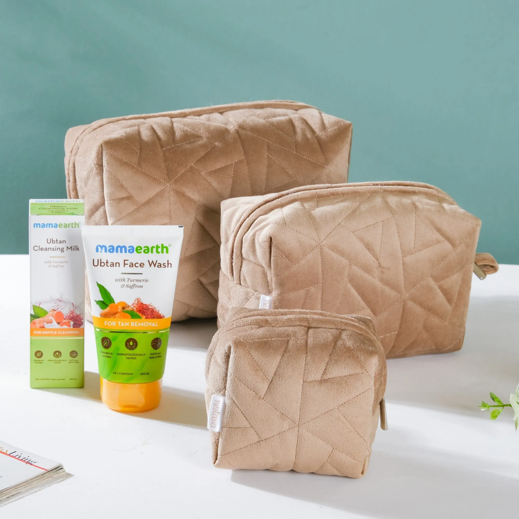 Beige Blossom Self-Care Essentials Hamper Set Of 3