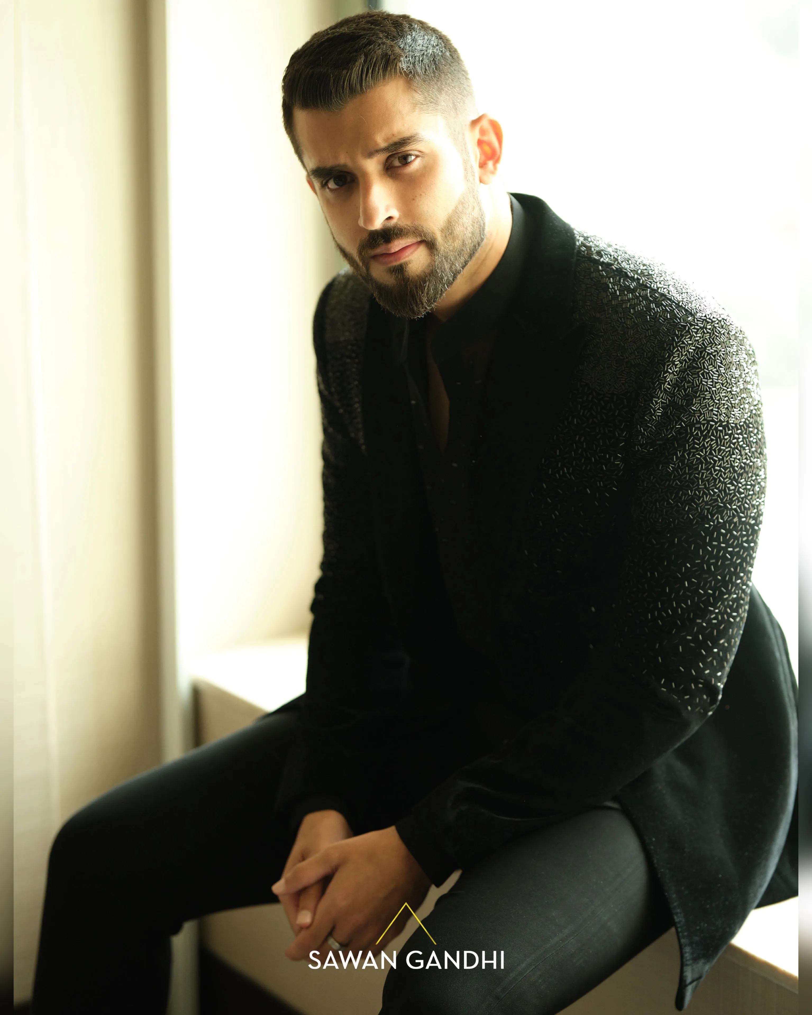 Black  cutdana  jacket