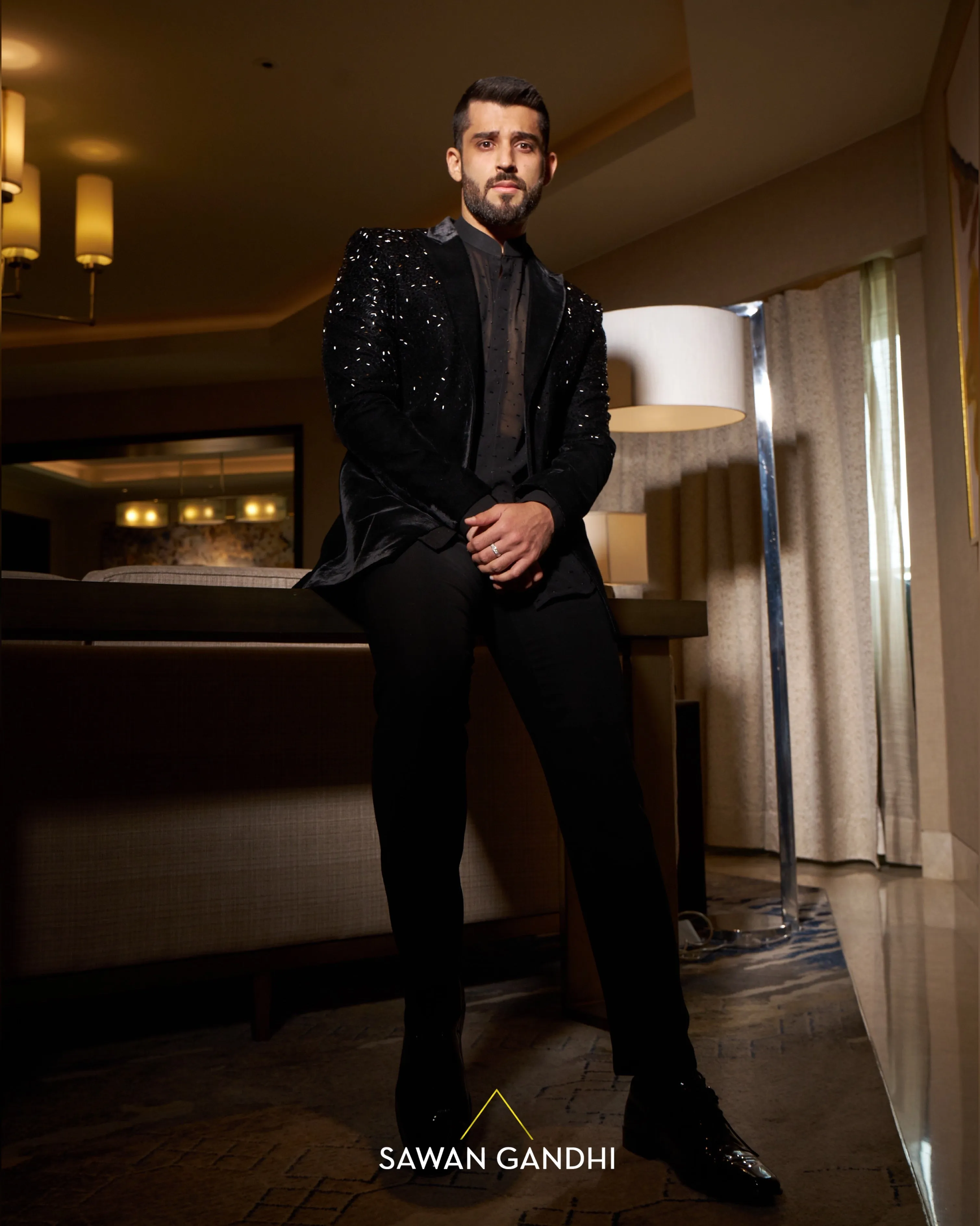 Black  cutdana  jacket