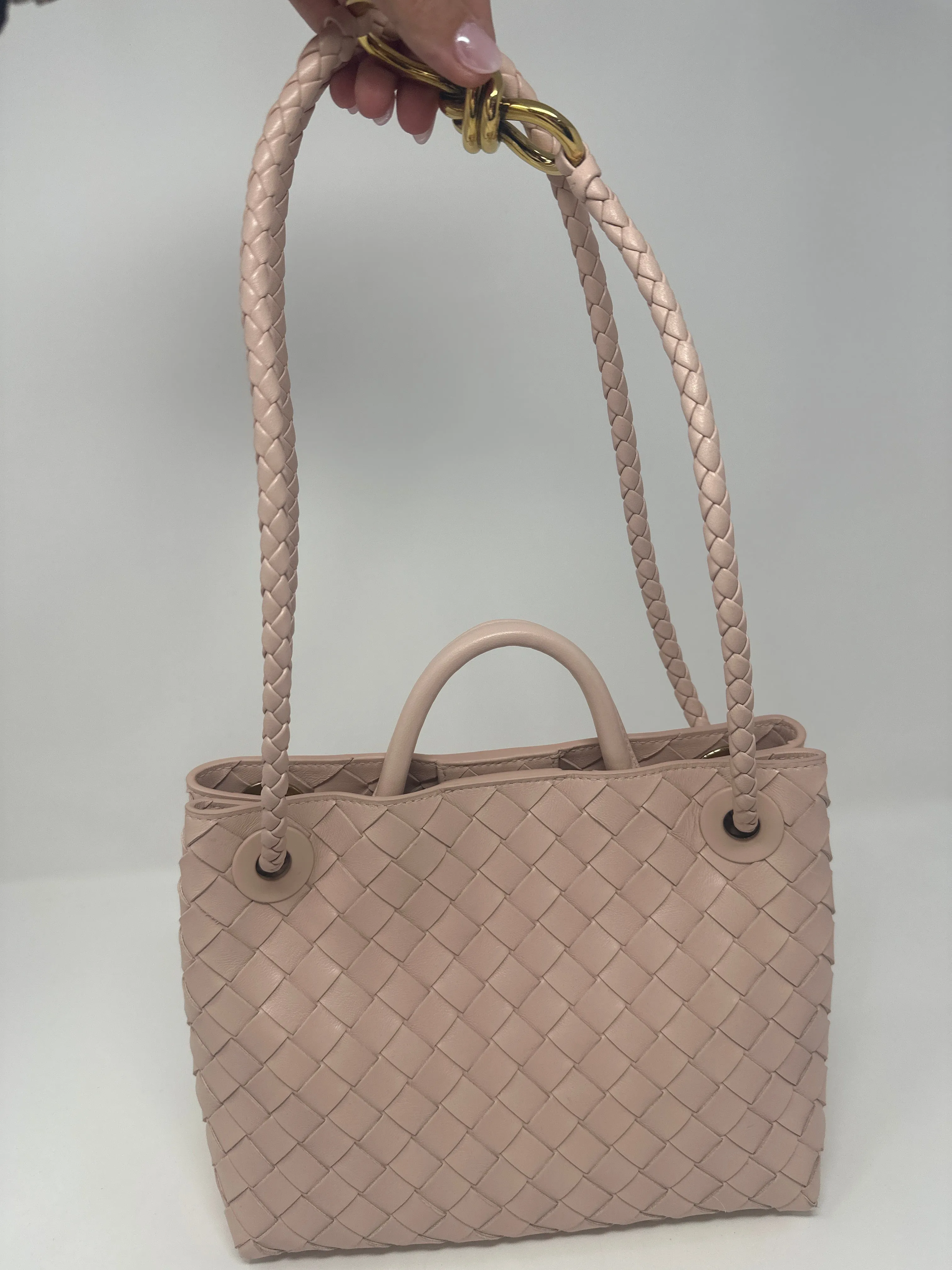 Bottega Veneta Andiamo Intrecciato Woven Leather Small Shoulder Bag