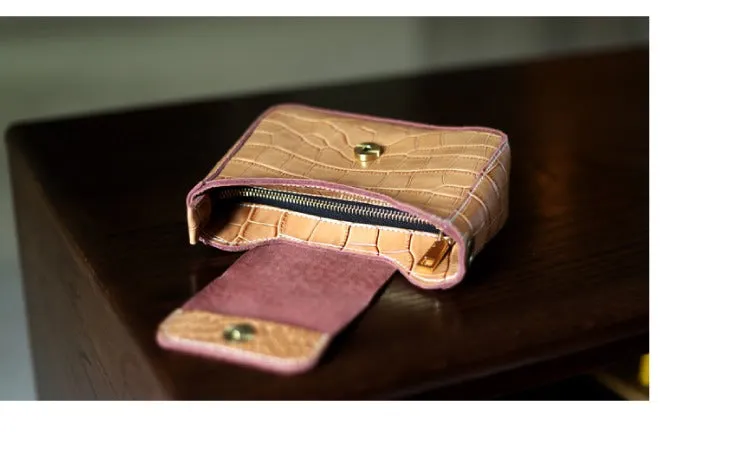 Brown LEATHER Side Bag WOMEN Crocodile SHOULDER BAG Small Crossbody Purse FOR WOMEN