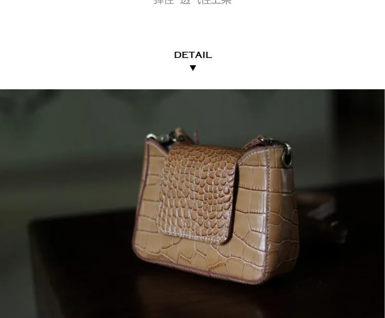 Brown LEATHER Side Bag WOMEN Crocodile SHOULDER BAG Small Crossbody Purse FOR WOMEN