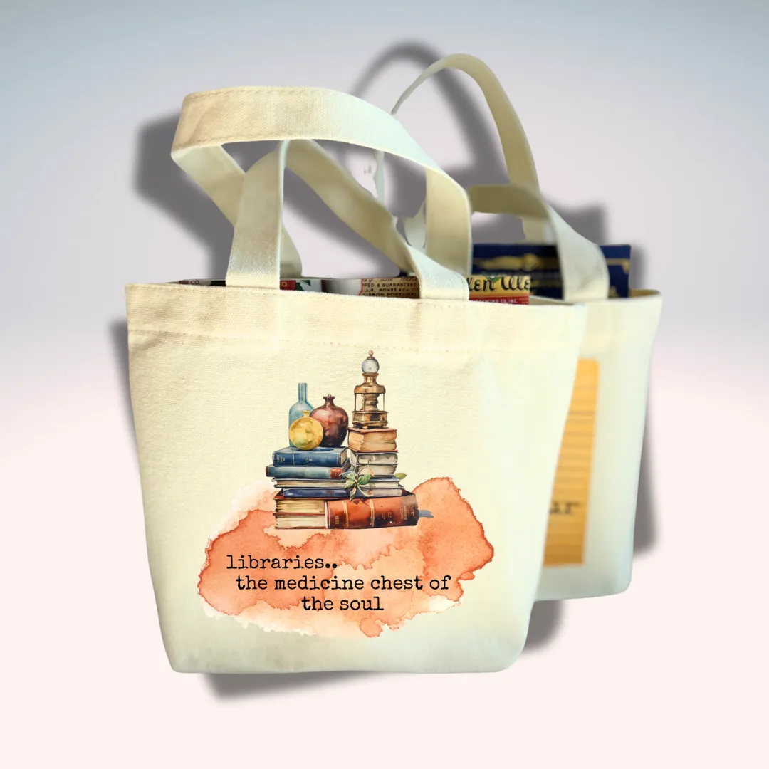Canvas Mini Tote Bag - Libraries are the Medicine Chest of the Soul