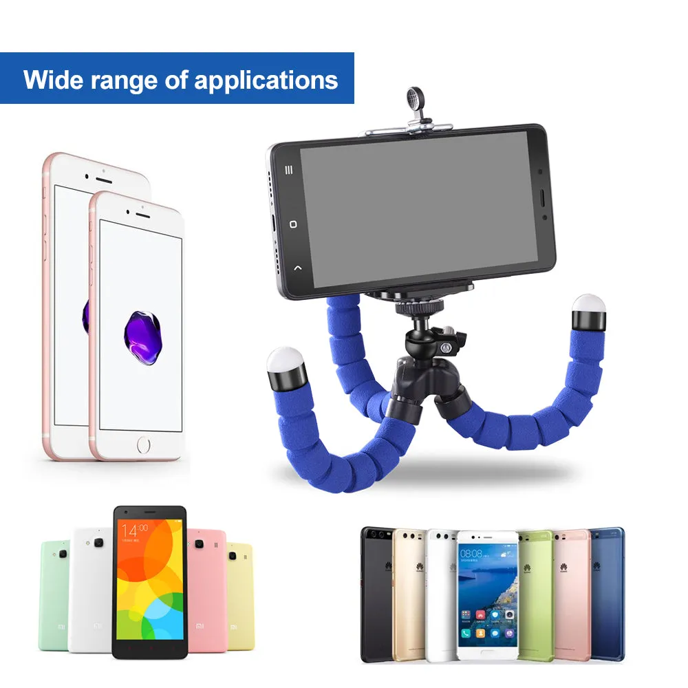 Car Style Mobile Phone Holder Flexible Octopus Tripod Bracket Selfie Stand Mount Support for iPhone black