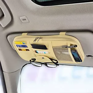Car Sun Visor Organizer Auto Car Visor Pocket and Interior Accessories Car Truck Visor Storage Pouch Holder with Multi-Pocket Net Zippers, Custom fit for Car