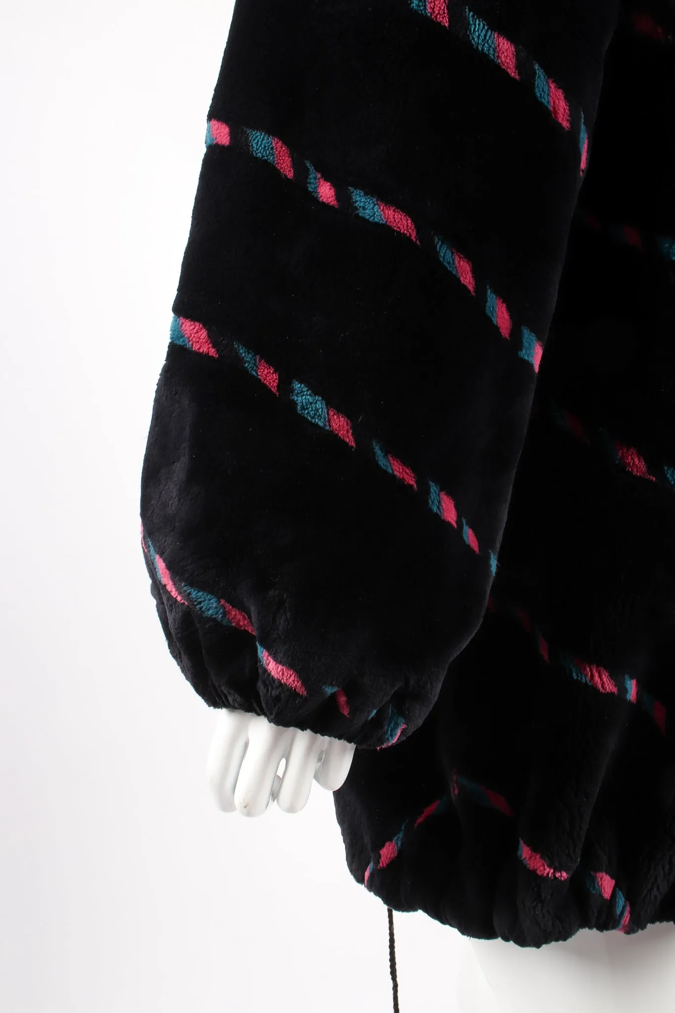 Chevron Stripe Fur Toggle Coat