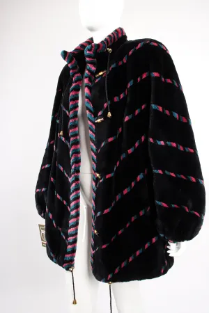 Chevron Stripe Fur Toggle Coat