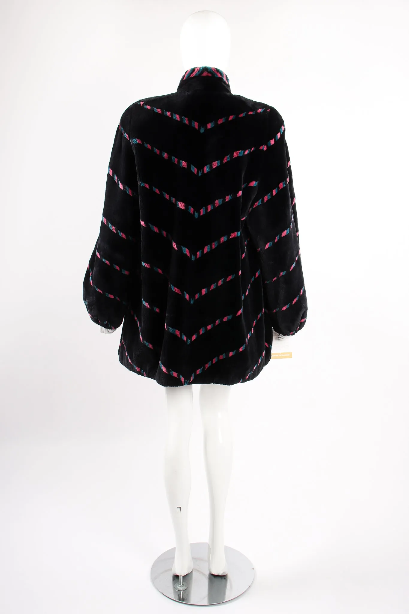 Chevron Stripe Fur Toggle Coat