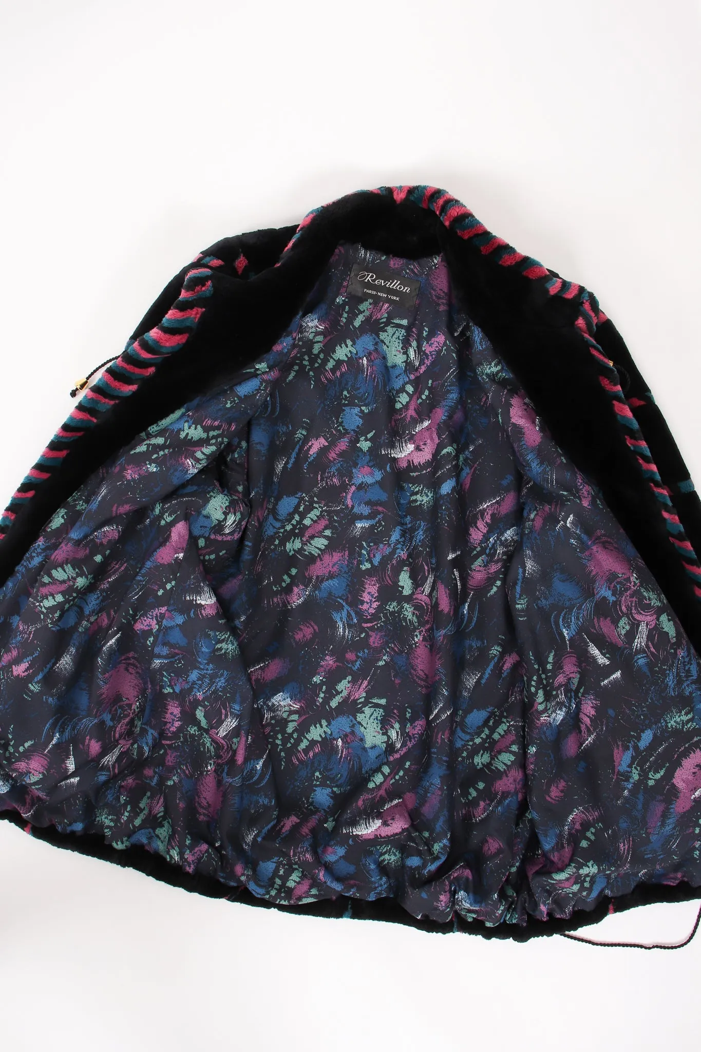 Chevron Stripe Fur Toggle Coat
