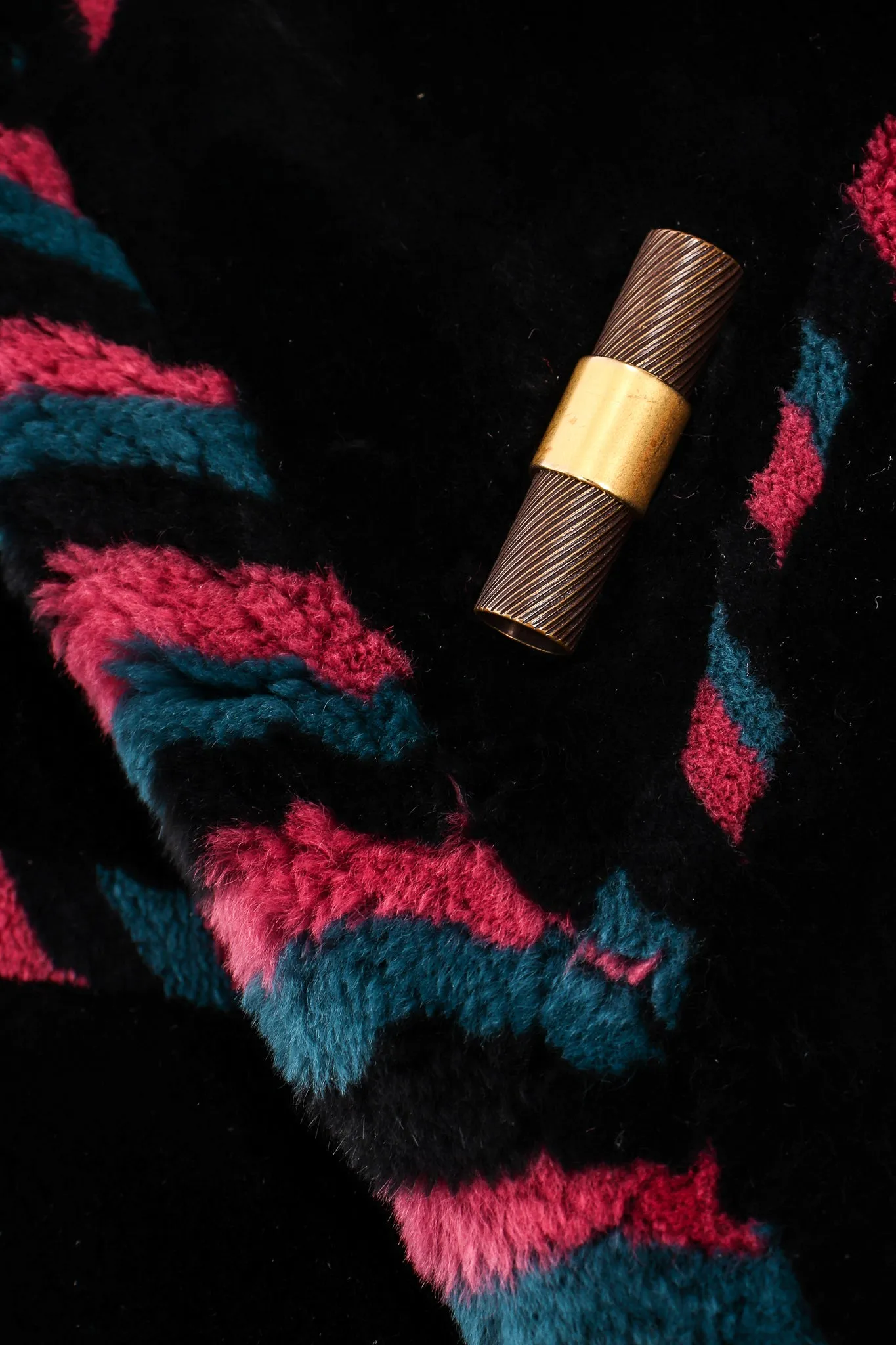 Chevron Stripe Fur Toggle Coat