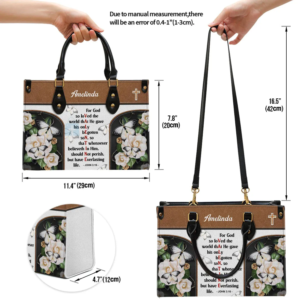 Christianart Handbag, Christian Valentines Day Ideas John 3:16, For God So Loved The World, Personalized Gifts, Gifts for Women.