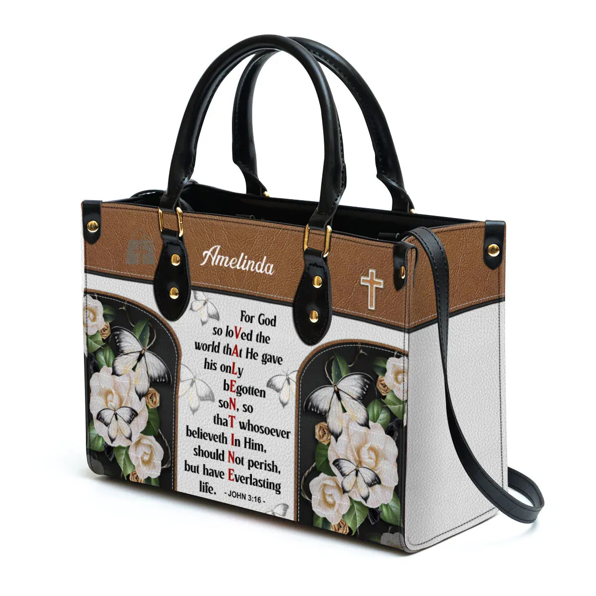 Christianart Handbag, Christian Valentines Day Ideas John 3:16, For God So Loved The World, Personalized Gifts, Gifts for Women.
