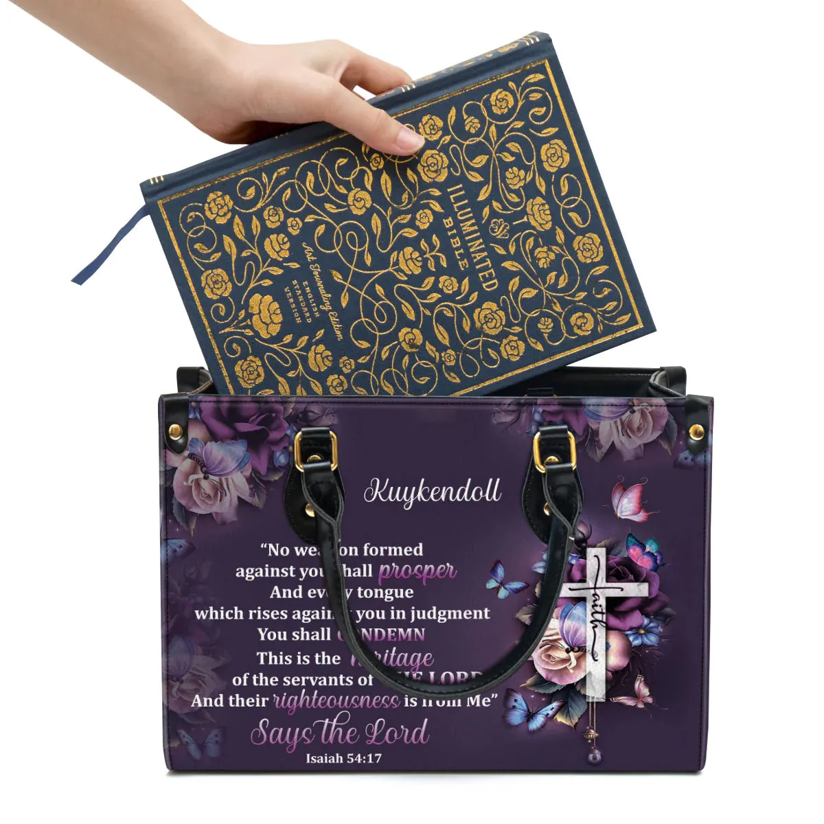Christianart Handbag, No Weapon Formed Against You Shall Prosper, Personalized Gifts, Gifts for Women, Christmas Gift.