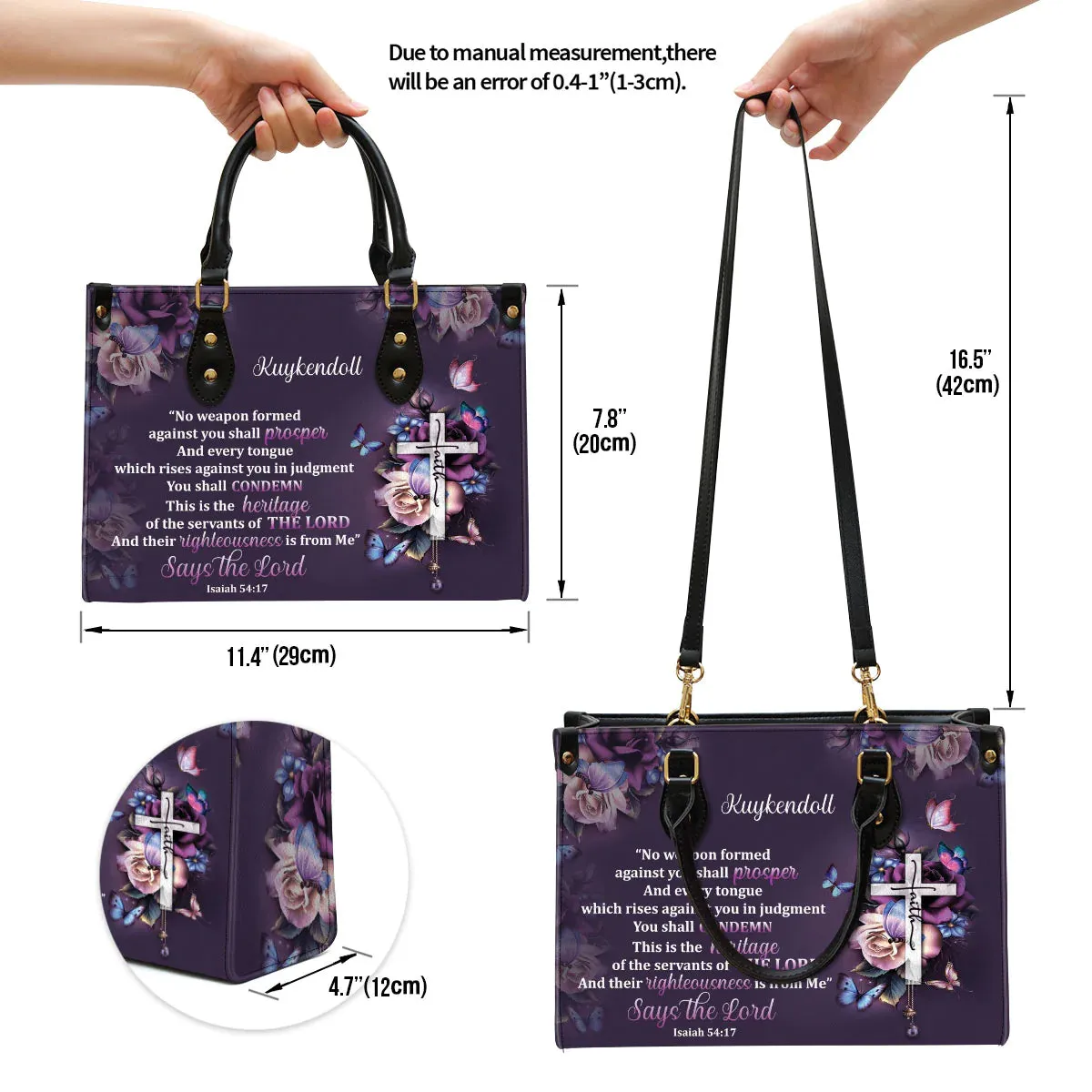 Christianart Handbag, No Weapon Formed Against You Shall Prosper, Personalized Gifts, Gifts for Women, Christmas Gift.