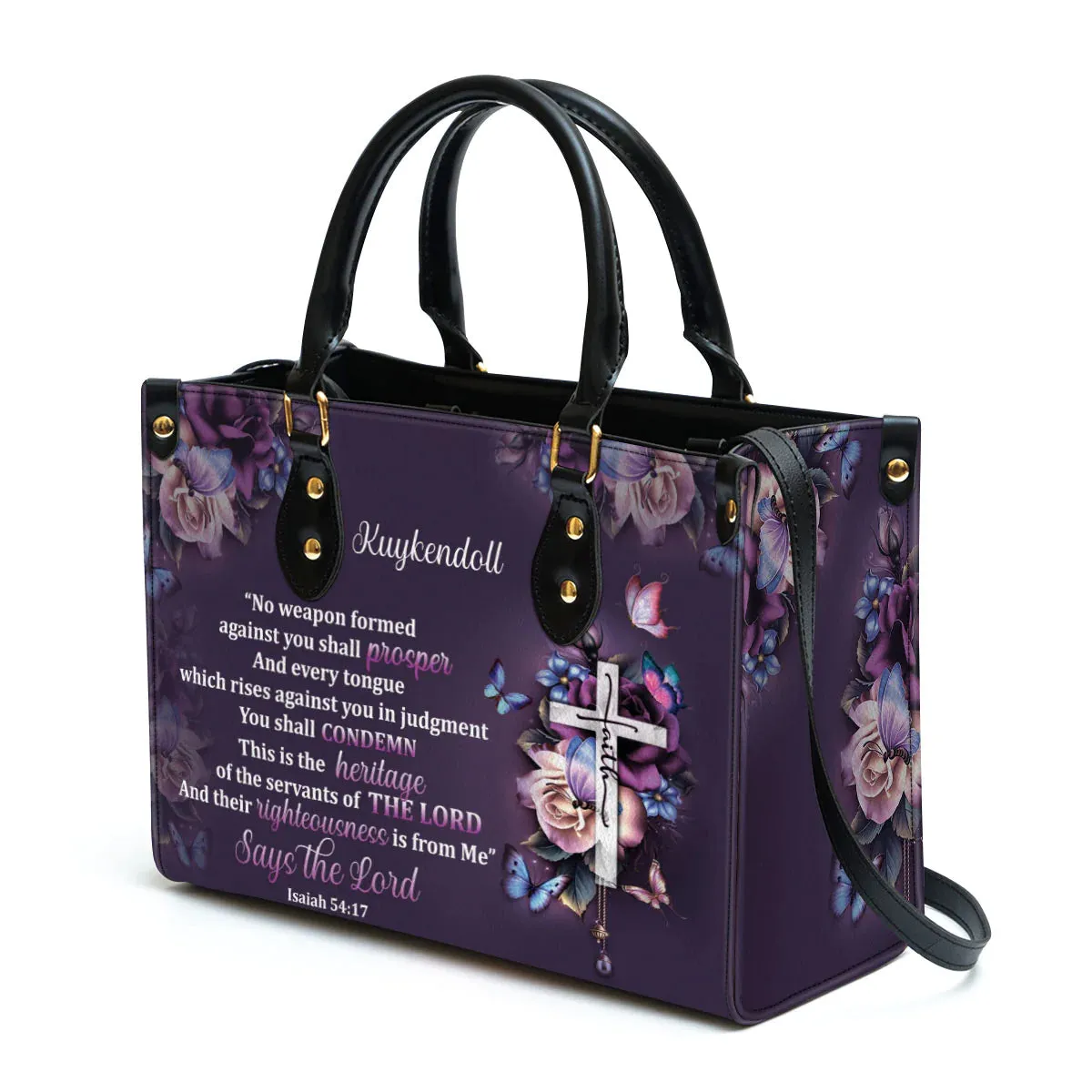 Christianart Handbag, No Weapon Formed Against You Shall Prosper, Personalized Gifts, Gifts for Women, Christmas Gift.