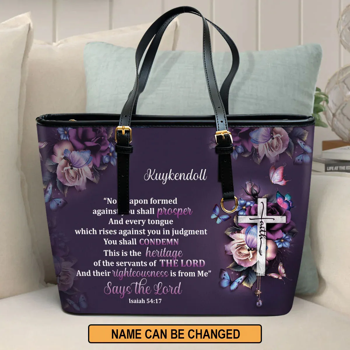 Christianart Handbag, No Weapon Formed Against You Shall Prosper, Personalized Gifts, Gifts for Women, Christmas Gift.
