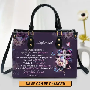 Christianart Handbag, No Weapon Formed Against You Shall Prosper, Personalized Gifts, Gifts for Women, Christmas Gift.