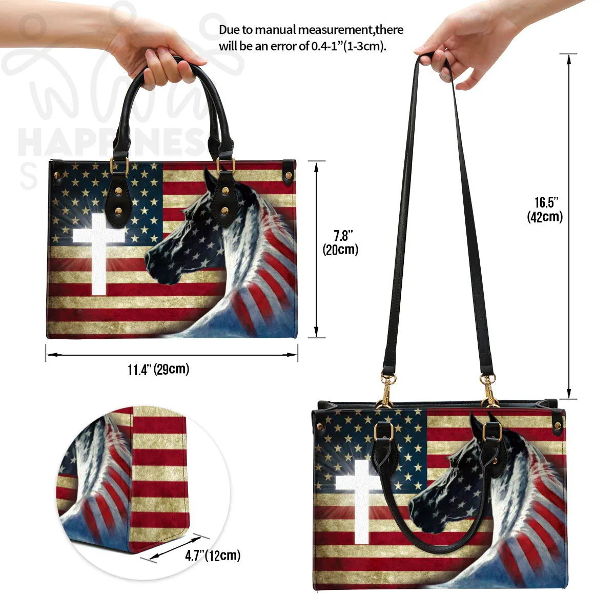 Christianart Handbag, Personalized Hand Bag, American Flag 4th of July, Personalized Gifts, Gifts for Women.