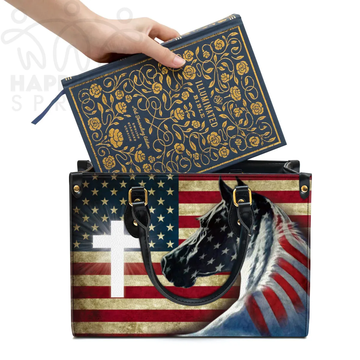 Christianart Handbag, Personalized Hand Bag, American Flag 4th of July, Personalized Gifts, Gifts for Women.