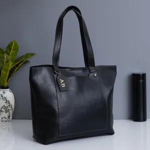 Classy Leather Customized Women's Tote bag - Black