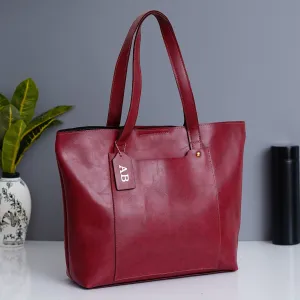 Classy Leather Customized Women's Tote bag - Maroon