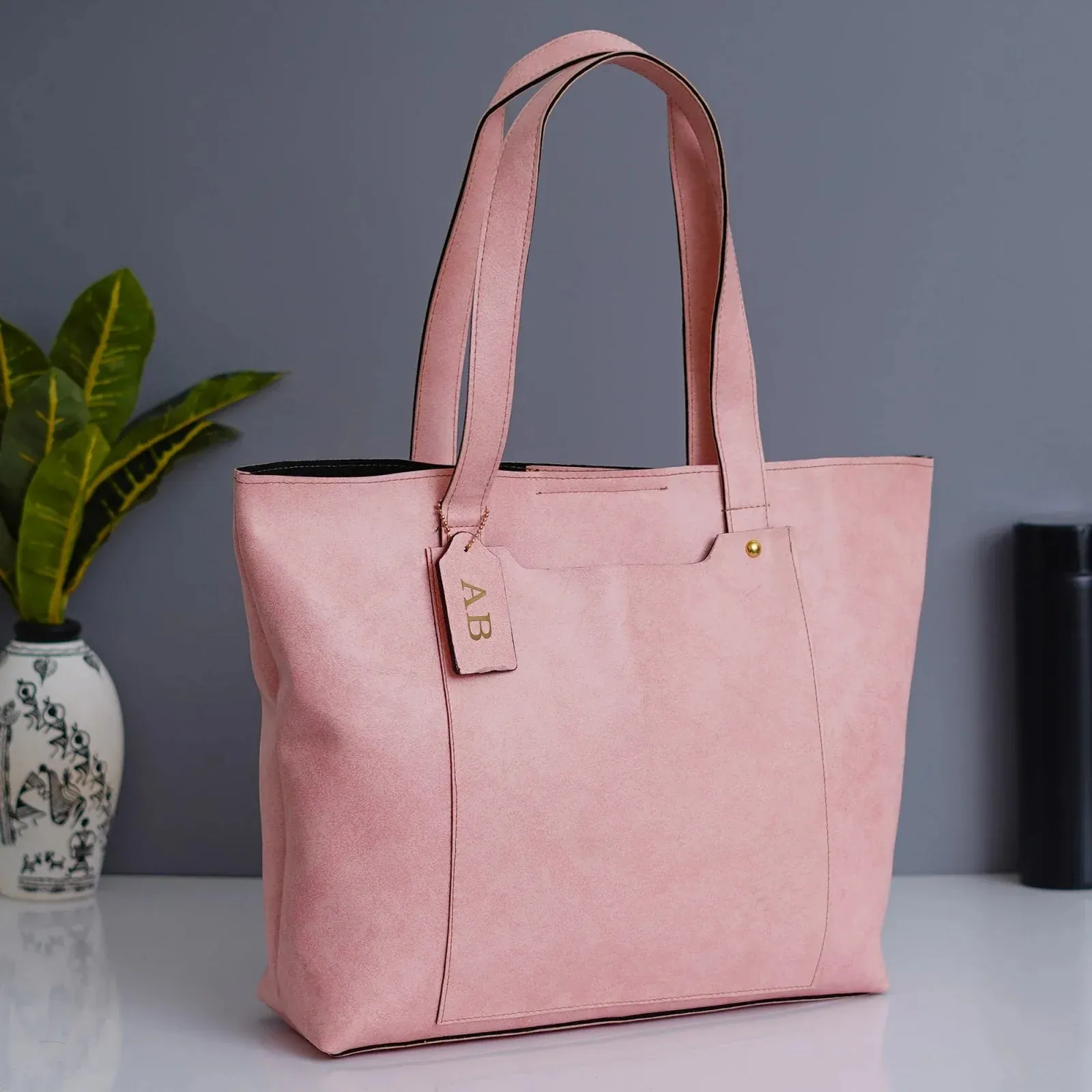 Classy Leather Customized Women's Tote bag - Peach