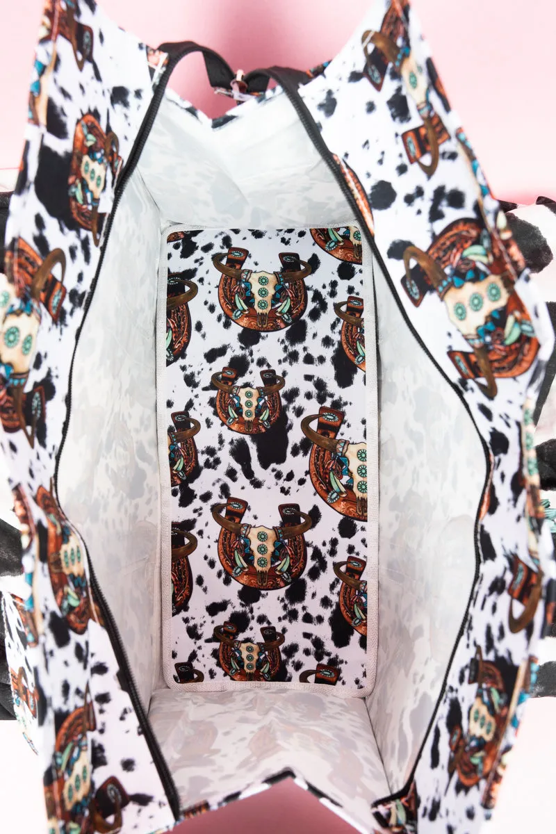 Corpus Christi Cow with Black Trim Large Organizer Tote