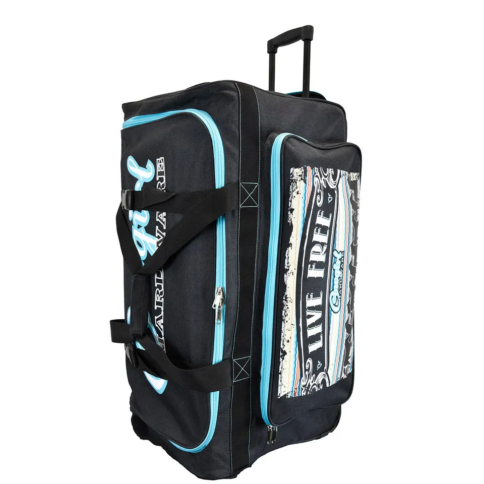 Cowgirl Hardware Live Free Serape Gear Bags in Grey and Turquoise
