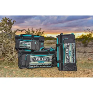 Cowgirl Hardware Live Free Serape Gear Bags in Grey and Turquoise