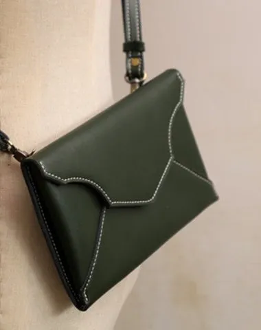 Cute Brown LEATHER Envelope WOMEN SHOULDER BAG Handmade Slim Envelope Crossbody Purse FOR WOMEN