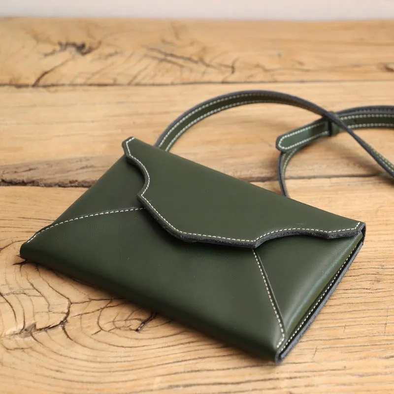 Cute Brown LEATHER Envelope WOMEN SHOULDER BAG Handmade Slim Envelope Crossbody Purse FOR WOMEN