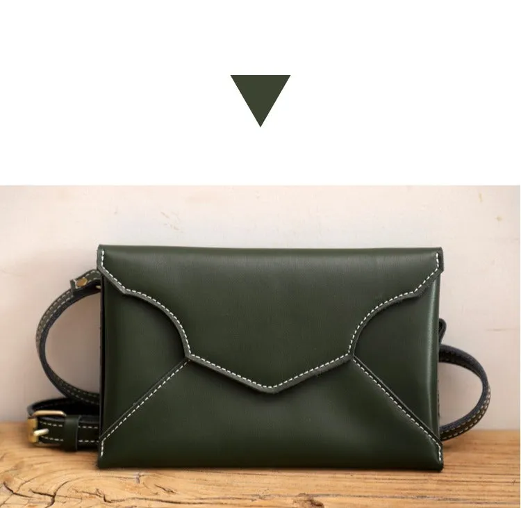 Cute Brown LEATHER Envelope WOMEN SHOULDER BAG Handmade Slim Envelope Crossbody Purse FOR WOMEN