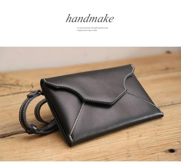 Cute Brown LEATHER Envelope WOMEN SHOULDER BAG Handmade Slim Envelope Crossbody Purse FOR WOMEN