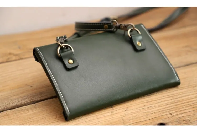 Cute Brown LEATHER Envelope WOMEN SHOULDER BAG Handmade Slim Envelope Crossbody Purse FOR WOMEN
