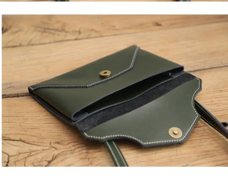 Cute Brown LEATHER Envelope WOMEN SHOULDER BAG Handmade Slim Envelope Crossbody Purse FOR WOMEN