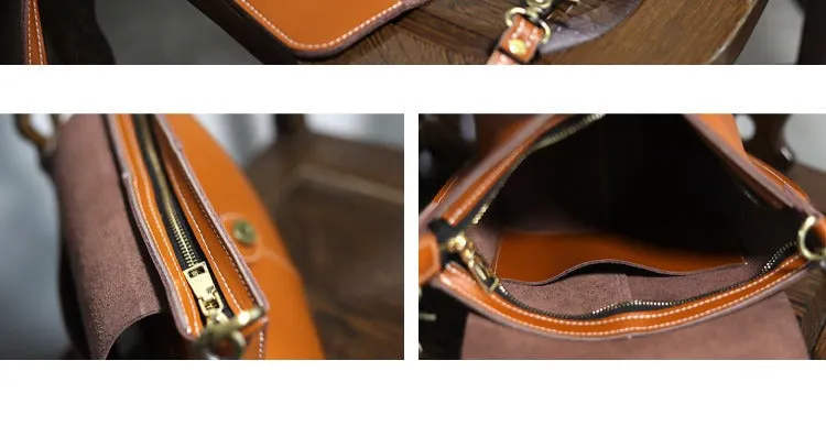 Cute Brown LEATHER Side Bag Handmade WOMEN Brown Crossbody BAG Phone Purse FOR WOMEN