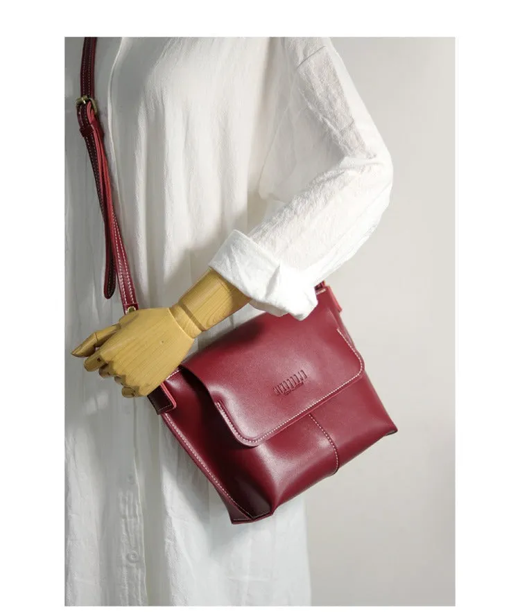 Cute Brown LEATHER Side Bag Handmade WOMEN Brown Crossbody BAG Phone Purse FOR WOMEN
