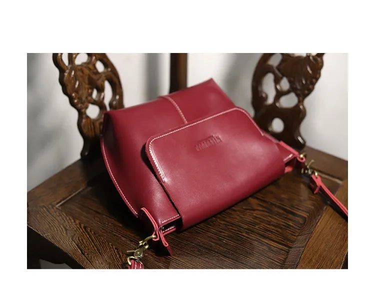 Cute Brown LEATHER Side Bag Handmade WOMEN Brown Crossbody BAG Phone Purse FOR WOMEN