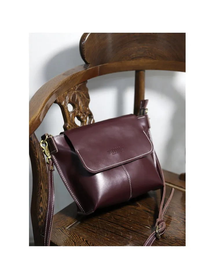 Cute Brown LEATHER Side Bag Handmade WOMEN Brown Crossbody BAG Phone Purse FOR WOMEN