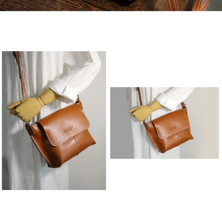 Cute Brown LEATHER Side Bag Handmade WOMEN Brown Crossbody BAG Phone Purse FOR WOMEN