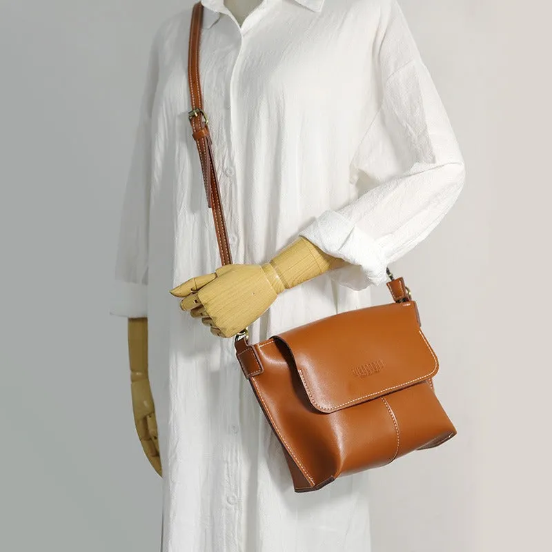Cute Brown LEATHER Side Bag Handmade WOMEN Brown Crossbody BAG Phone Purse FOR WOMEN